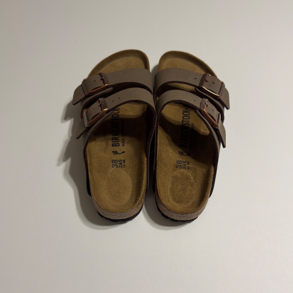 Birkenstock Arizona Mocha Brown Birko-Flor Sandals Size 38 L7 M5